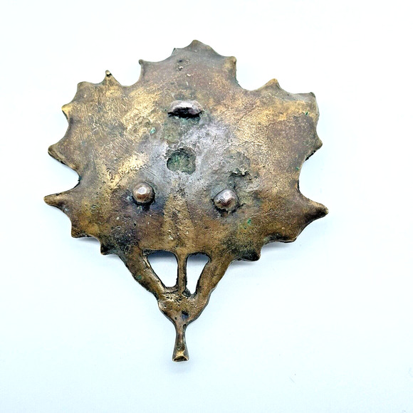 Vintage Solid Brass Maple Leaf Trinket Dish Jewelry Tray Catchall Ashtray 4.5x4" - Picture 2 of 7